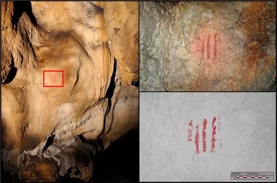 Vertikale Linien einer Grabstätte in der Grotte von Isturitz
