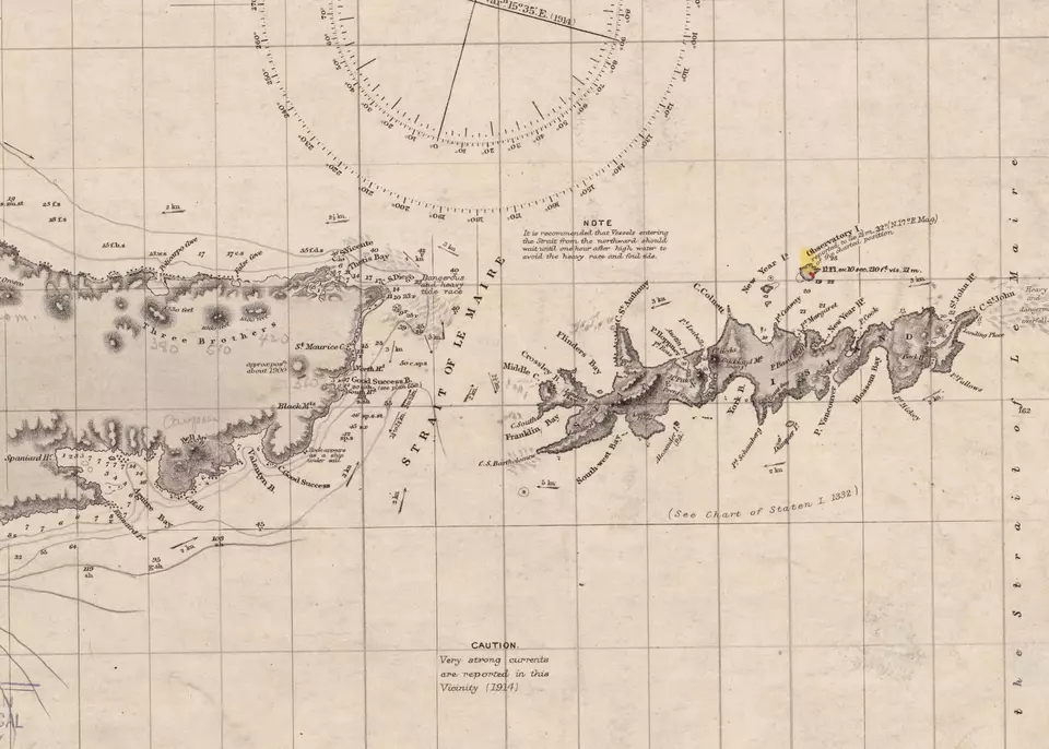 Carte marine de la Le Maire et de la zone de l’île des États