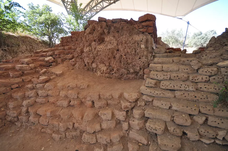 Ruins of the ancient city of Troy at the Hisarlık archaeological site in Turkey