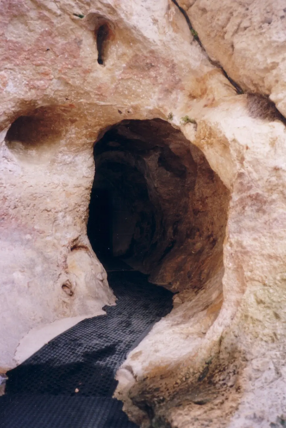 Entrée de la grotte de Font-de-Gaume, ouverte dans la falaise de calcaire des Eyzies